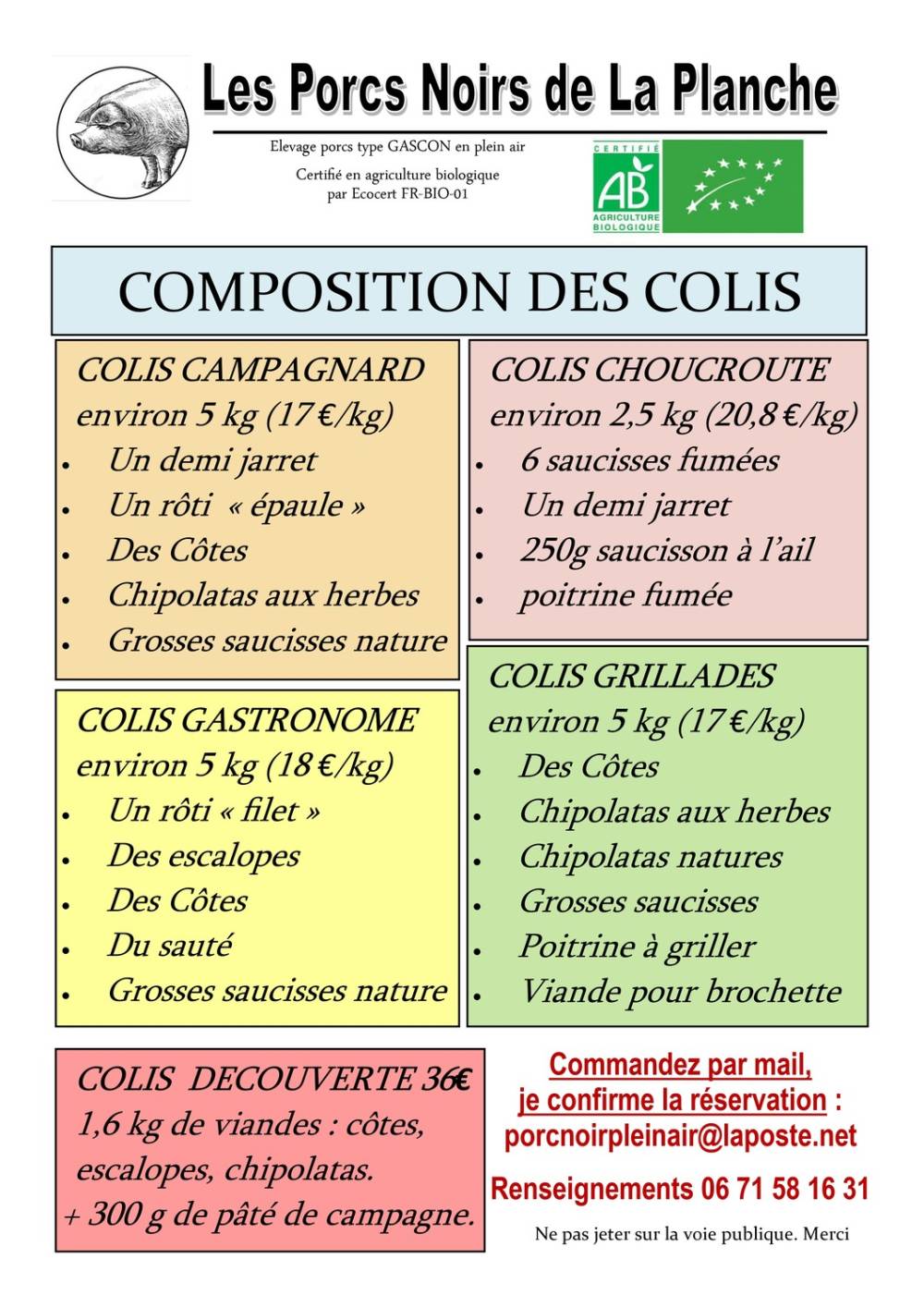 COMPOSITION DES COLIS 2025